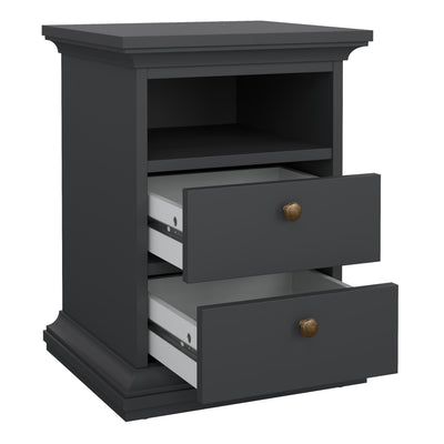 Paris Bedside 2 Drawers in Matt Grey – FTG, view 5