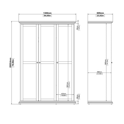 Paris Wardrobe with 2 Doors in Matt Grey – FTG, view 12