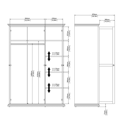 Paris Wardrobe with 2 Doors in Matt Grey – FTG, view 13