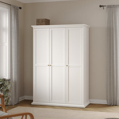 Paris Wardrobe with 3 Doors in White – FTG, view 8