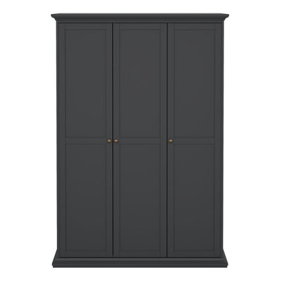 Paris Wardrobe with 3 Doors in Matt Grey – FTG, view 2