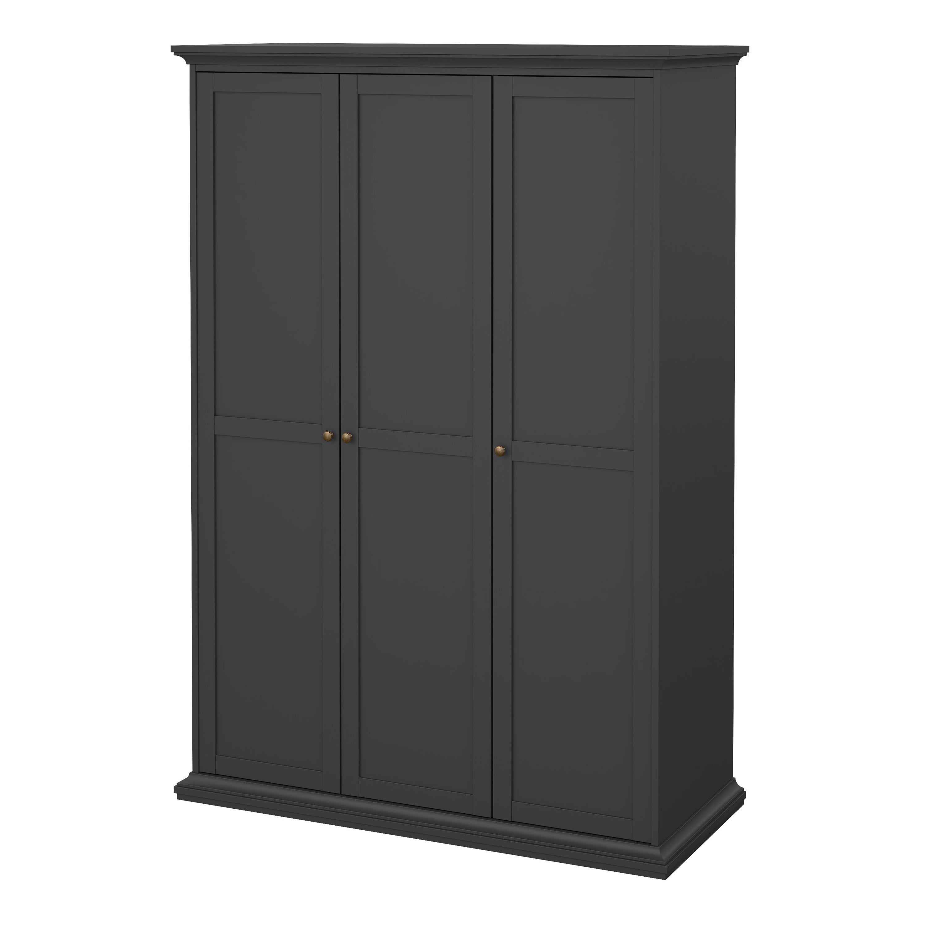 Paris Wardrobe with 3 Doors in Matt Grey – FTG, view 3