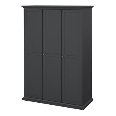 Paris Wardrobe with 3 Doors in Matt Grey – FTG, view 3