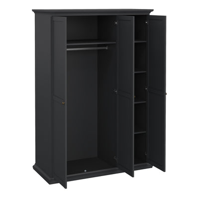 Paris Wardrobe with 3 Doors in Matt Grey – FTG, view 5