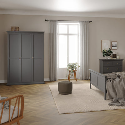 Paris Wardrobe with 3 Doors in Matt Grey – FTG, view 7