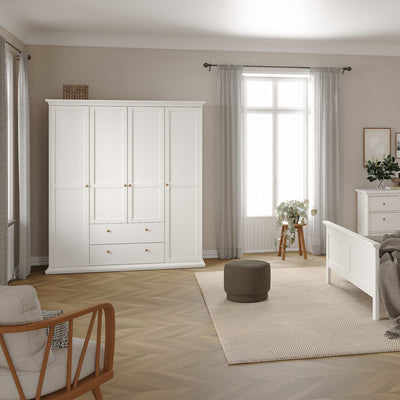 Paris Wardrobe with 4 Doors and 2 Drawers in White – FTG, view 7