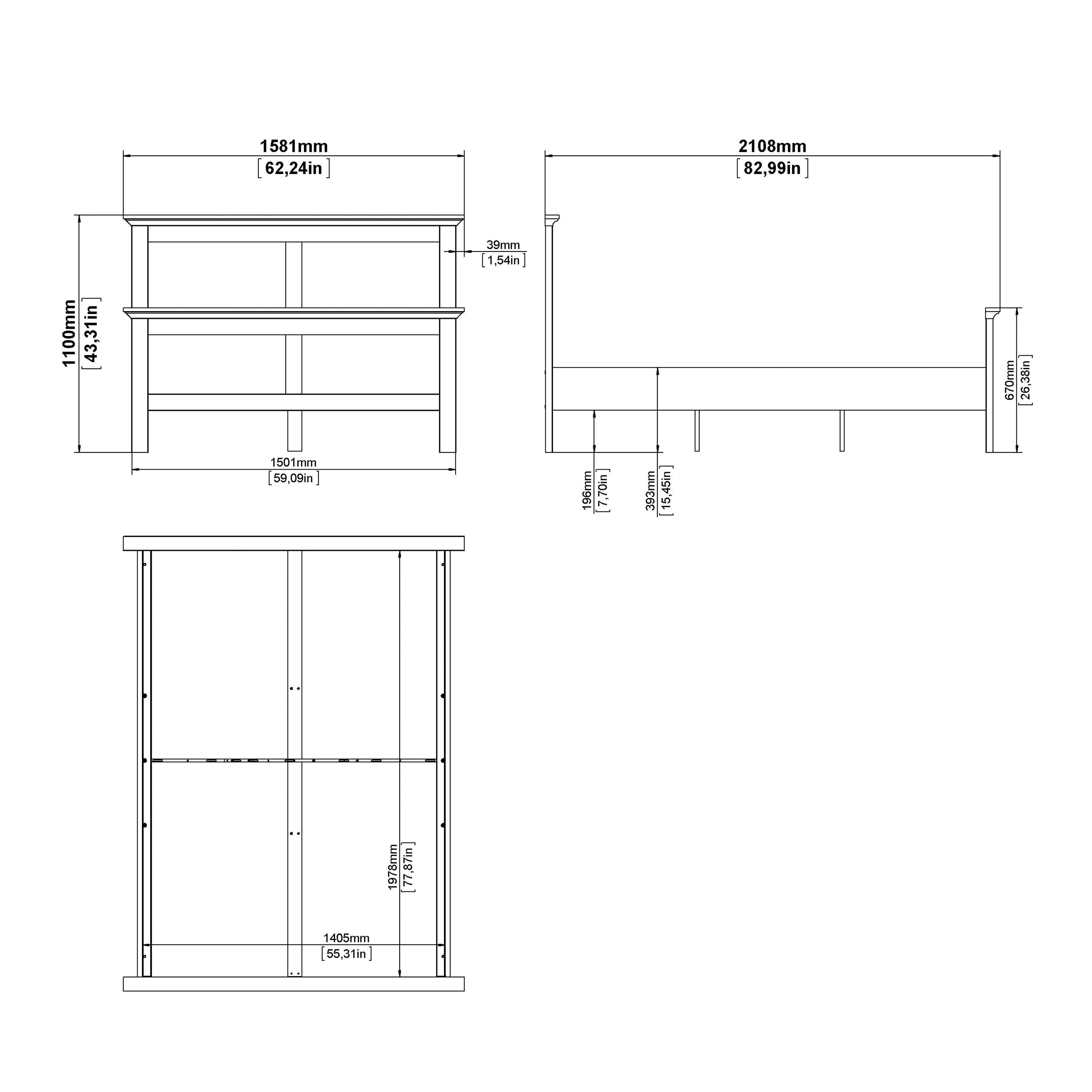 Paris Double Bed (140 x 200) in White – FTG, view 16