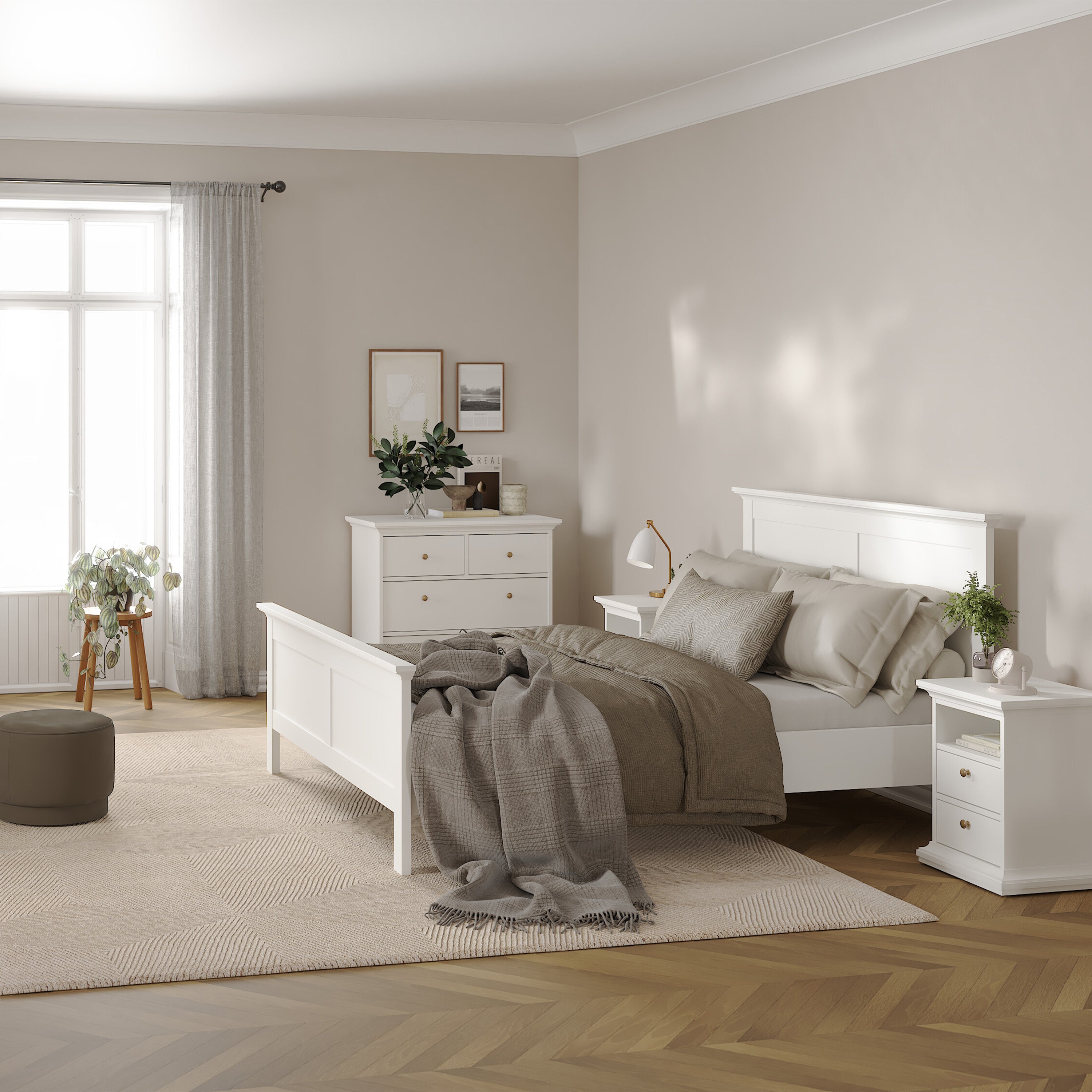 Paris Double Bed (140 x 200) in White – FTG, view 7