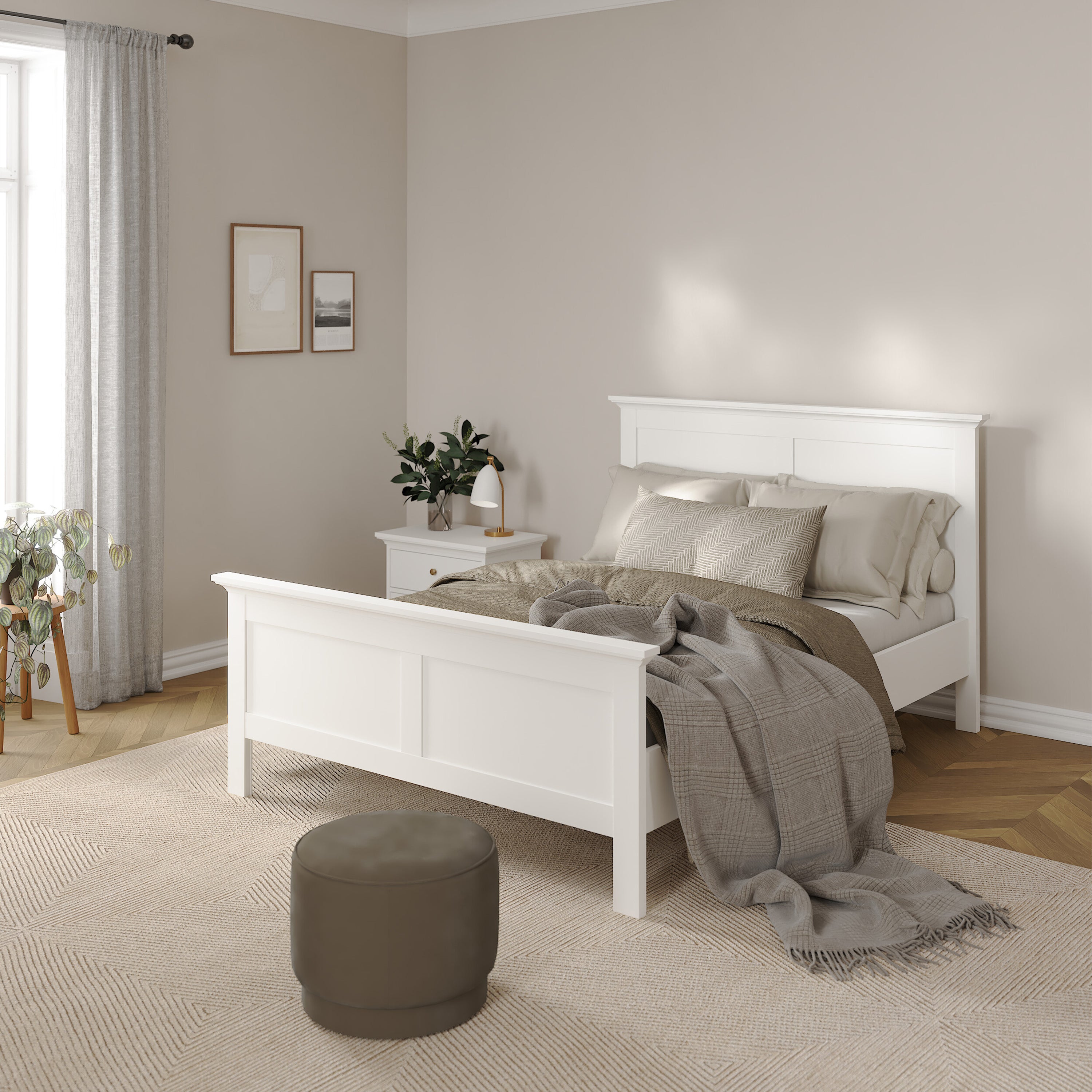 Paris Double Bed (140 x 200) in White – FTG, view 9