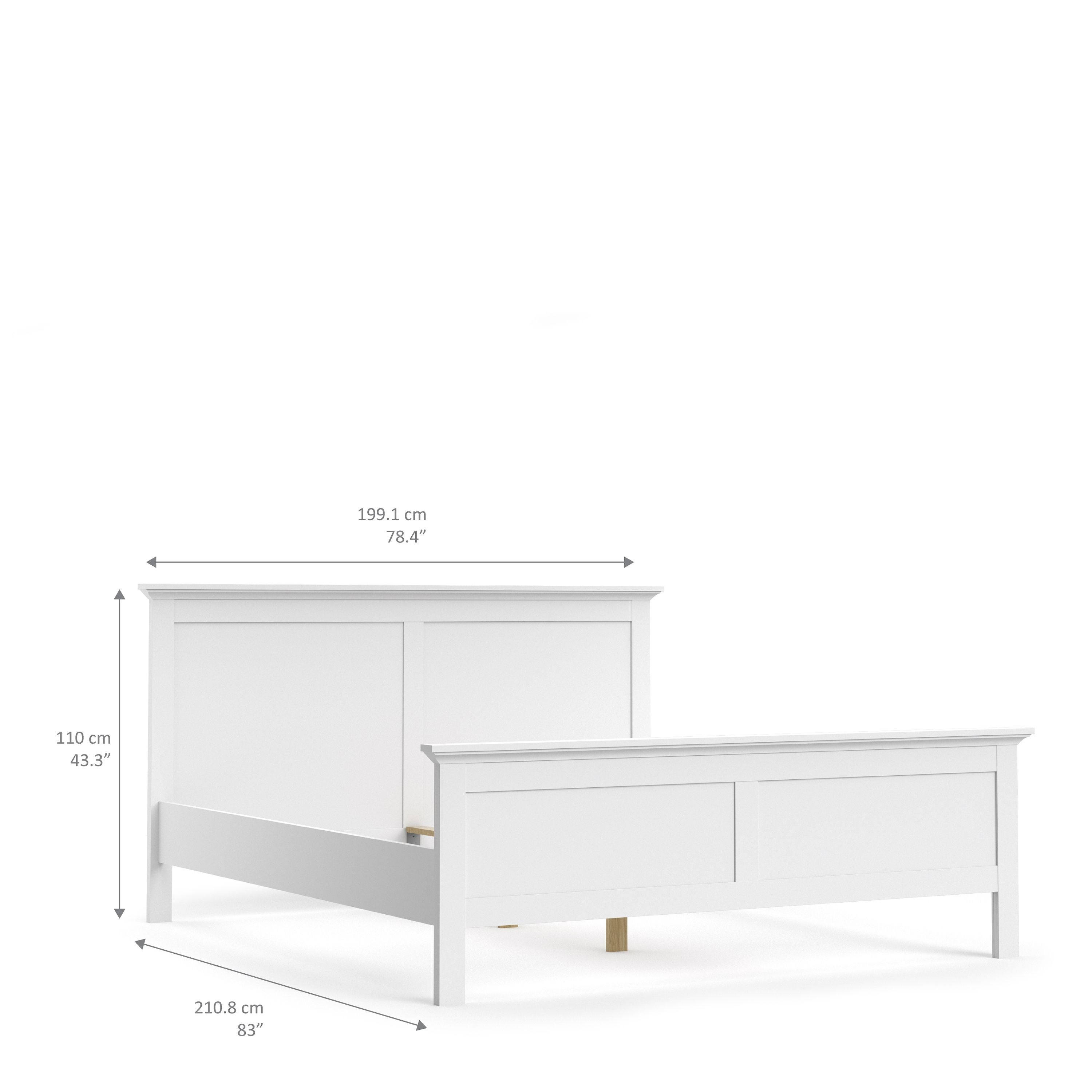 Paris Super King Bed (180 x 200) in White – FTG, view 7