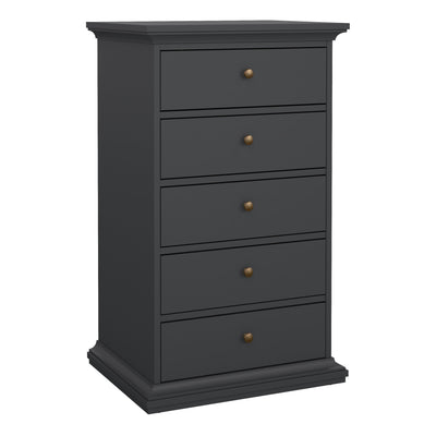 Paris Chest 5 Drawers in Matt Grey – FTG