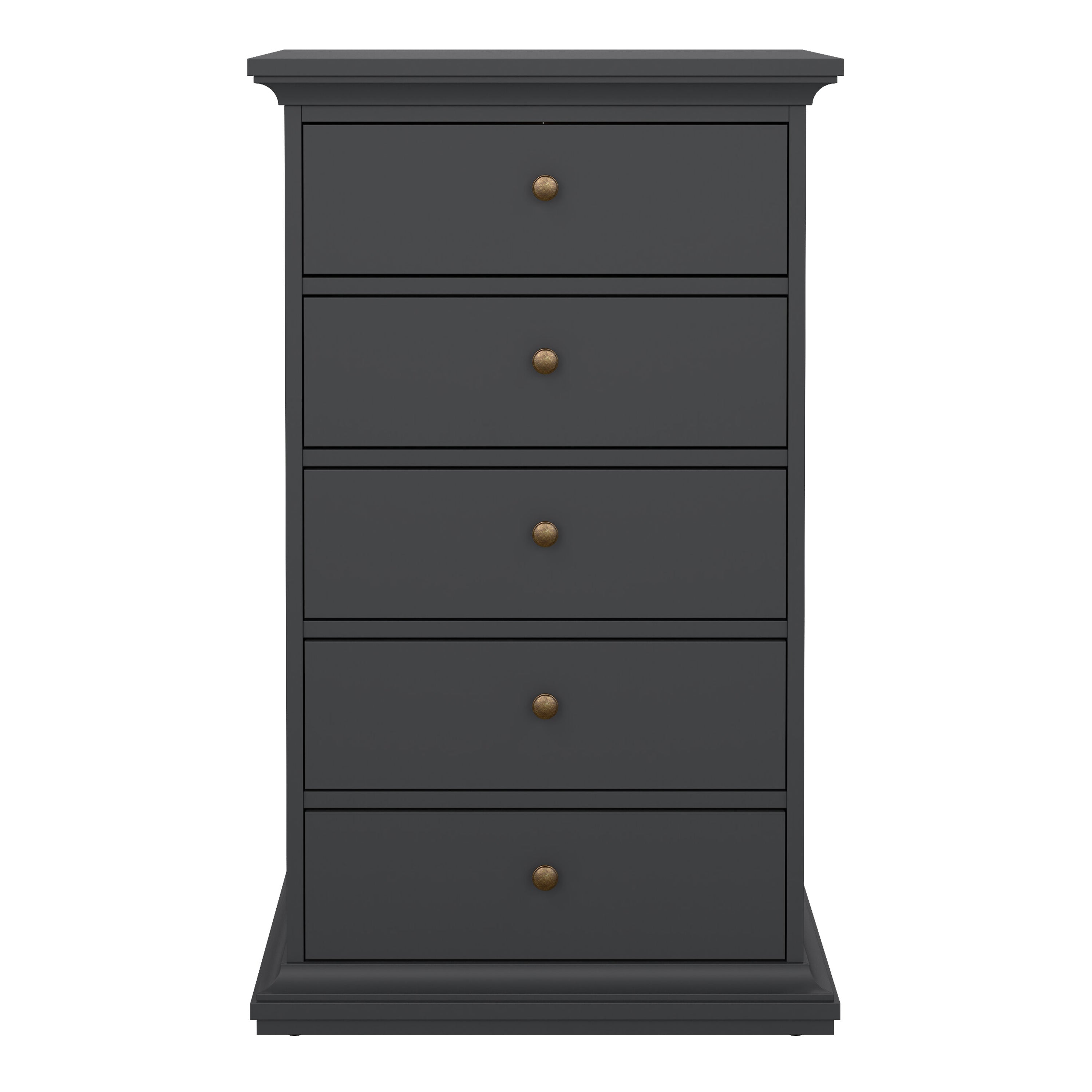 Paris Chest 5 Drawers in Matt Grey – FTG, view 2