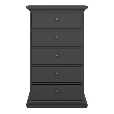 Paris Chest 5 Drawers in Matt Grey – FTG, view 2