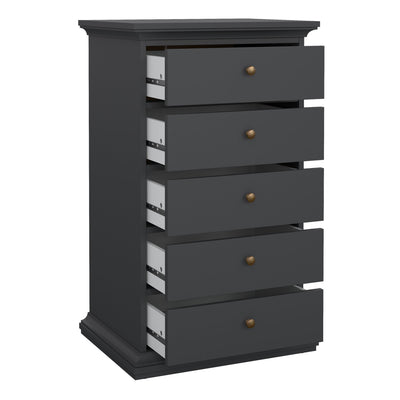 Paris Chest 5 Drawers in Matt Grey – FTG, view 5