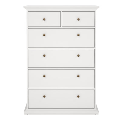 Paris Chest of 6 Drawers in White – FTG, view 2