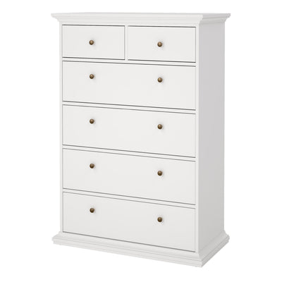 Paris Chest of 6 Drawers in White – FTG, view 3