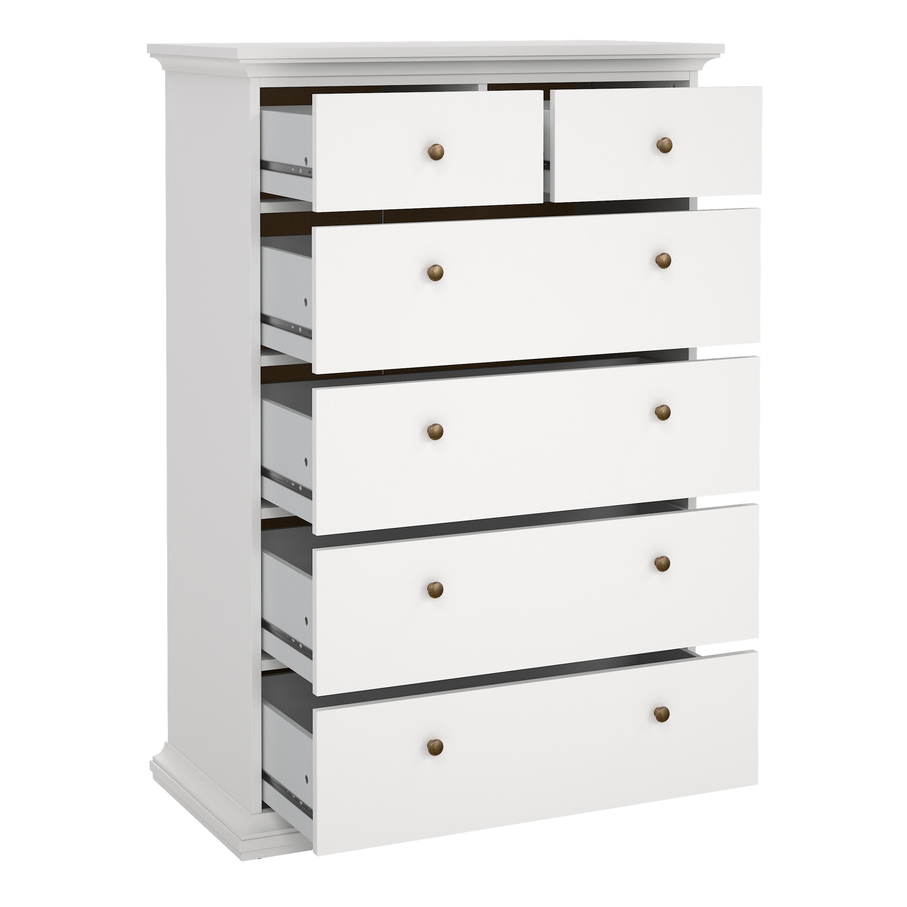 Paris Chest of 6 Drawers in White – FTG, view 5