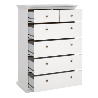 Paris Chest of 6 Drawers in White – FTG, view 5