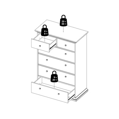 Paris Chest of 6 Drawers in Matt Grey – FTG, view 14