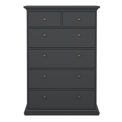 Paris Chest of 6 Drawers in Matt Grey – FTG, view 2