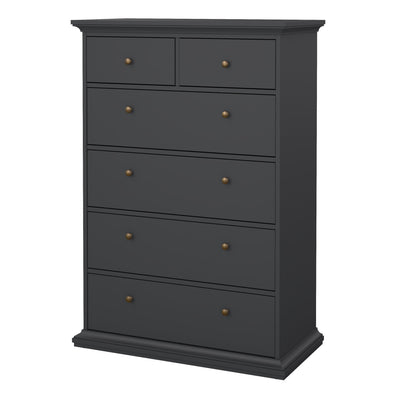 Paris Chest of 6 Drawers in Matt Grey – FTG, view 3