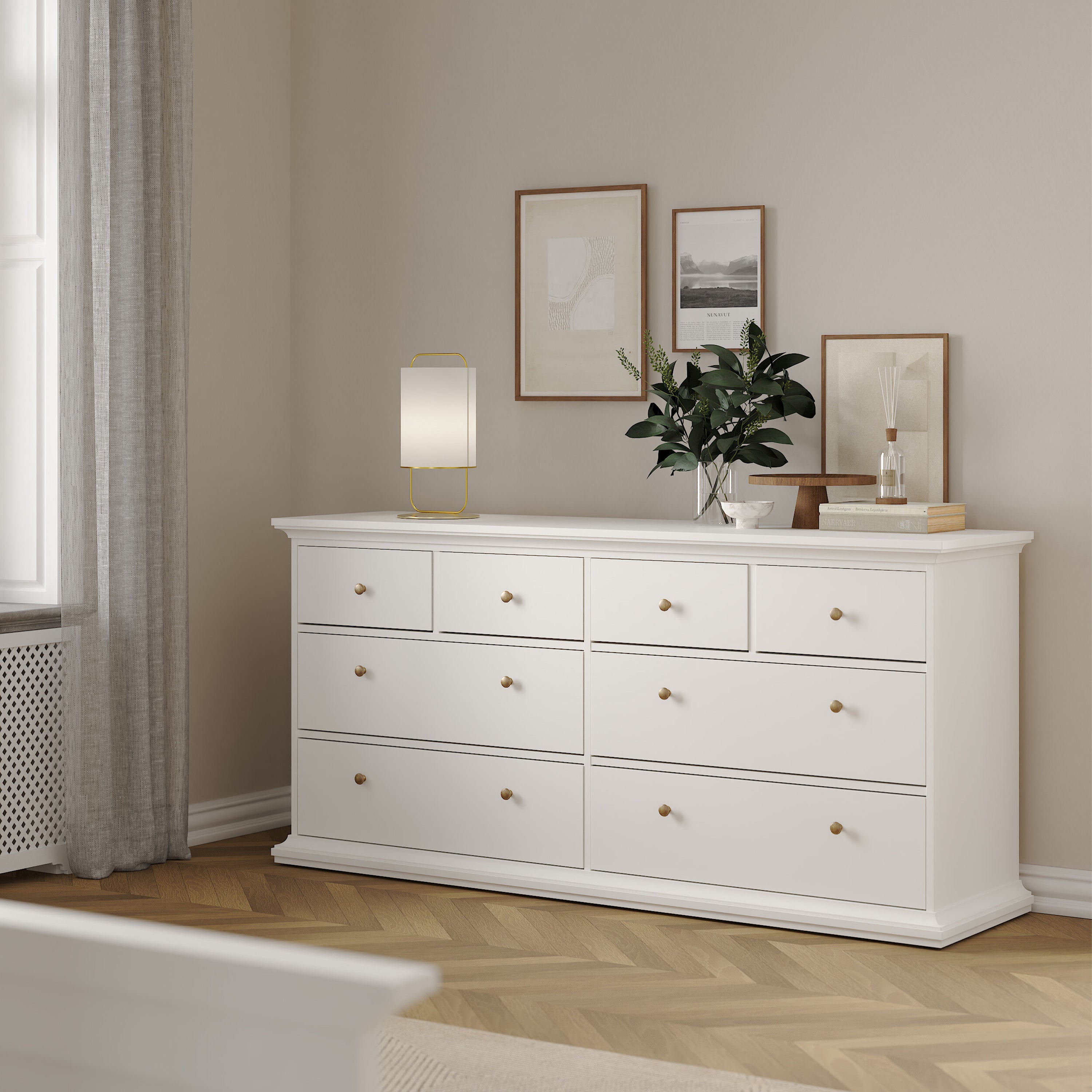 Paris Chest of 8 Drawers in White – FTG, view 7