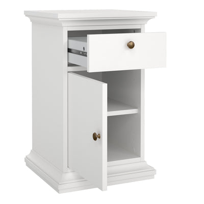 Paris Nightstand 1 Door + 1 Drawer in White – FTG, view 5