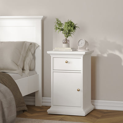 Paris Nightstand 1 Door + 1 Drawer in White – FTG, view 8