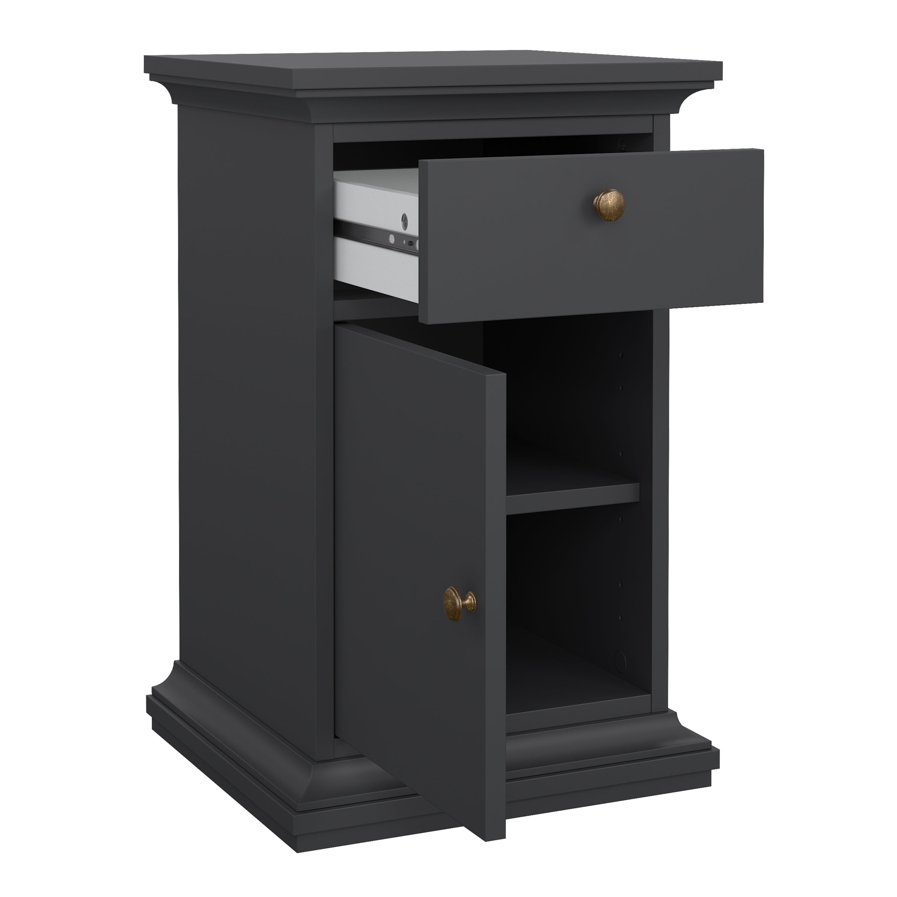 Paris Nightstand 1 Door + 1 Drawer in Matt Grey – FTG, view 5
