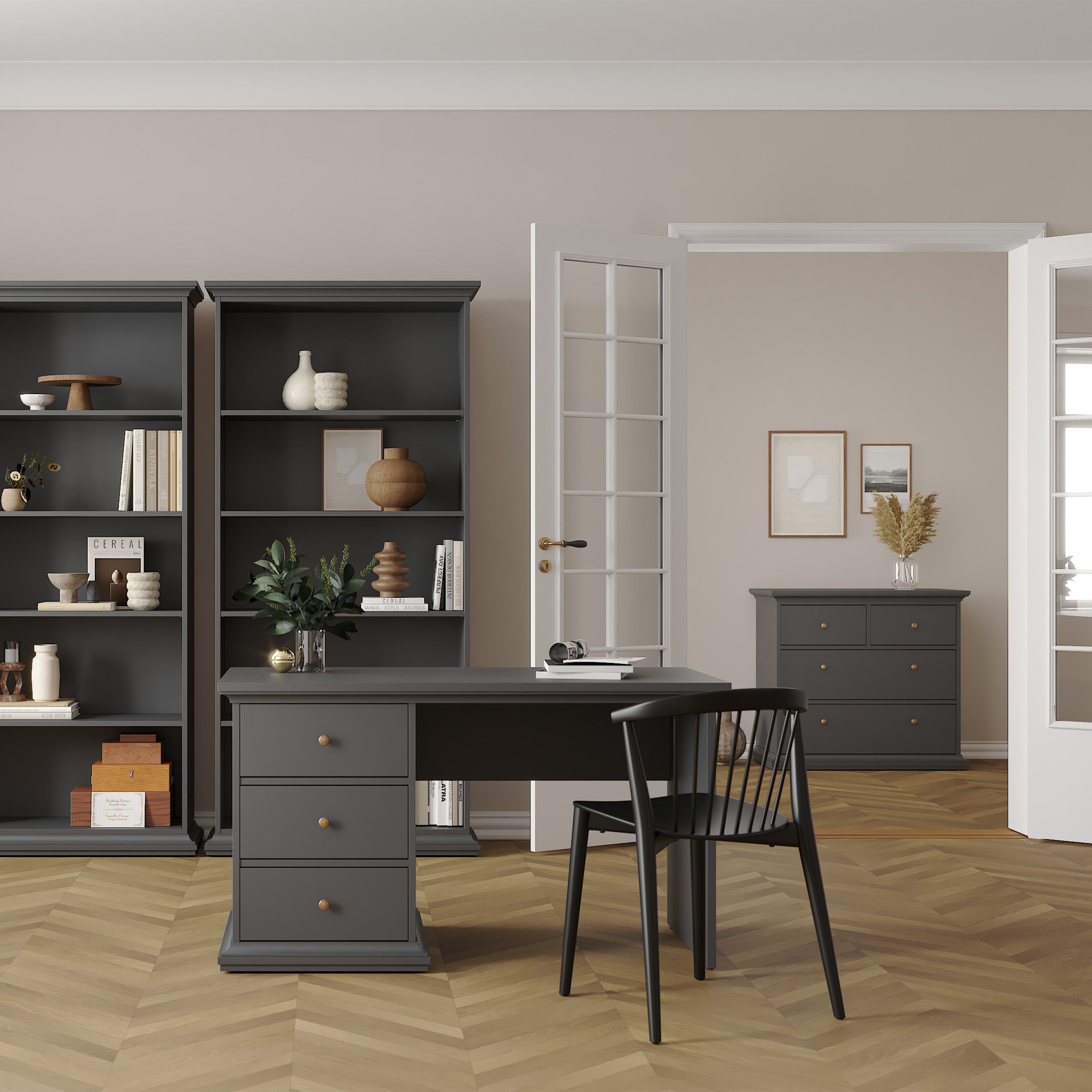 Paris Desk in Matt Grey – FTG, view 6