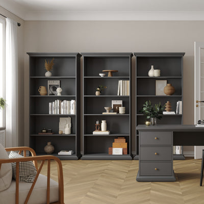 Paris Tall Bookcase in Matt Grey – FTG, view 5