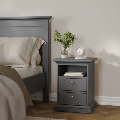 Paris Package - Bedside 2 Drawers + Chest of 4 Drawers + Wardrobe with 2 Doors Matt Grey – FTG, view 4