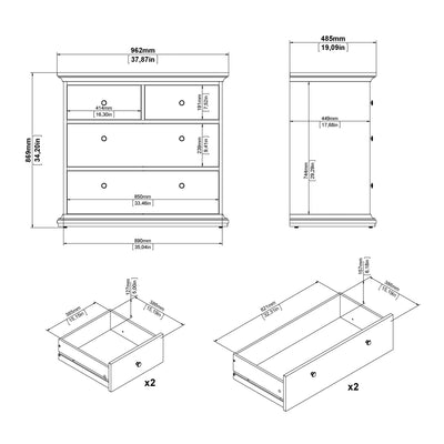 Paris Package - Bedside 2 Drawers + Chest of 4 Drawers + Wardrobe with 2 Doors Matt Grey – FTG, view 9