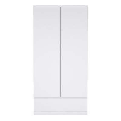 Naia Wardrobe with 2 Doors 1 Drawer in White High Gloss – FTG, view 9