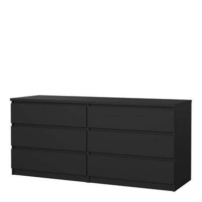 Naia Wide Chest of 6 Drawers (3+3) in Black Matt – FTG, view 3