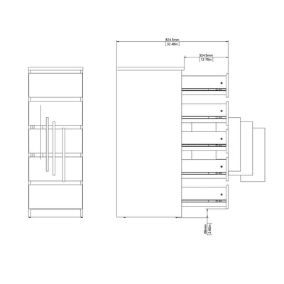 Naia Narrow Chest of 5 Drawers in Black Matt – FTG, view 10