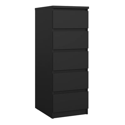 Naia Narrow Chest of 5 Drawers in Black Matt – FTG
