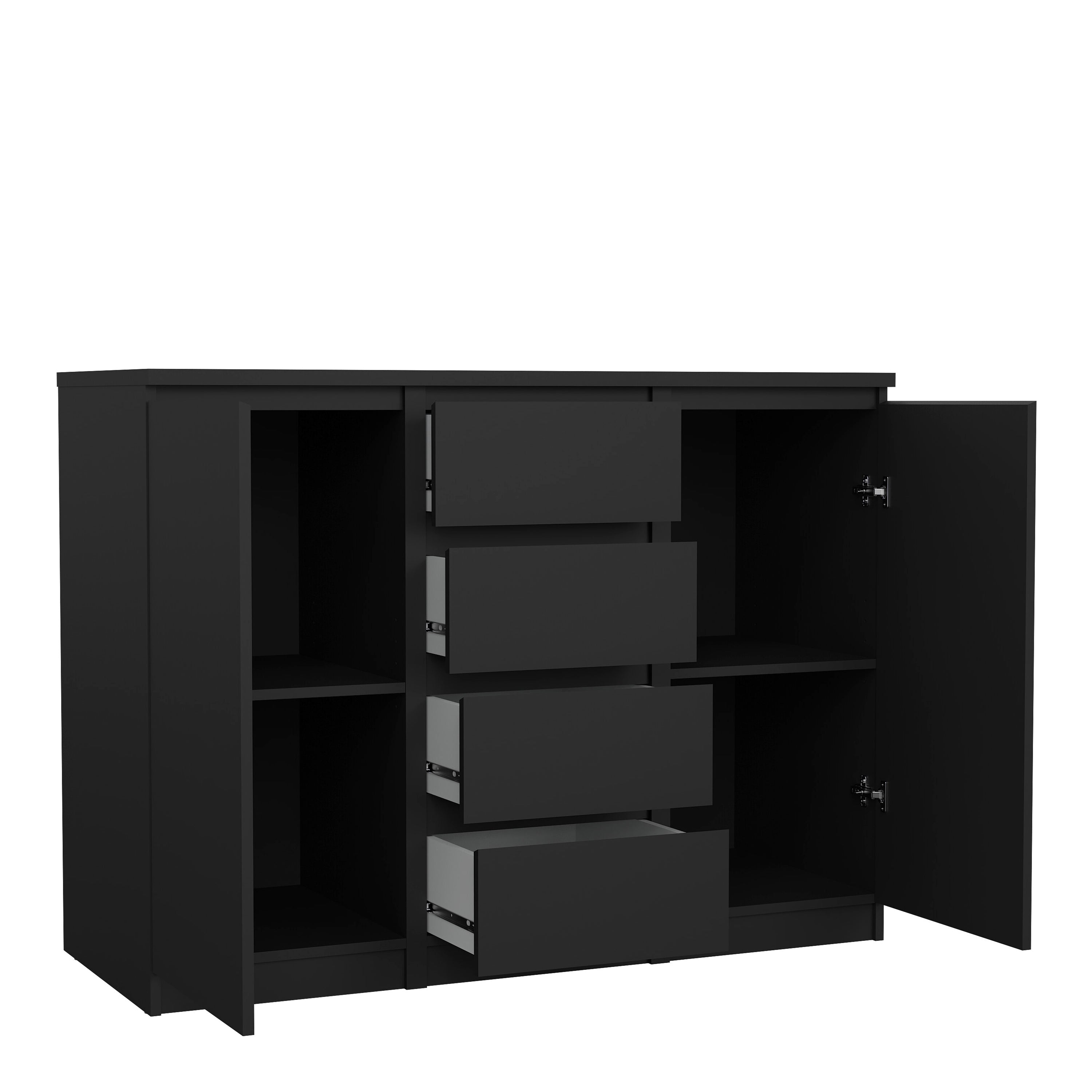 Naia Sideboard 4 Drawers 2 Doors in Black Matt – FTG, view 4