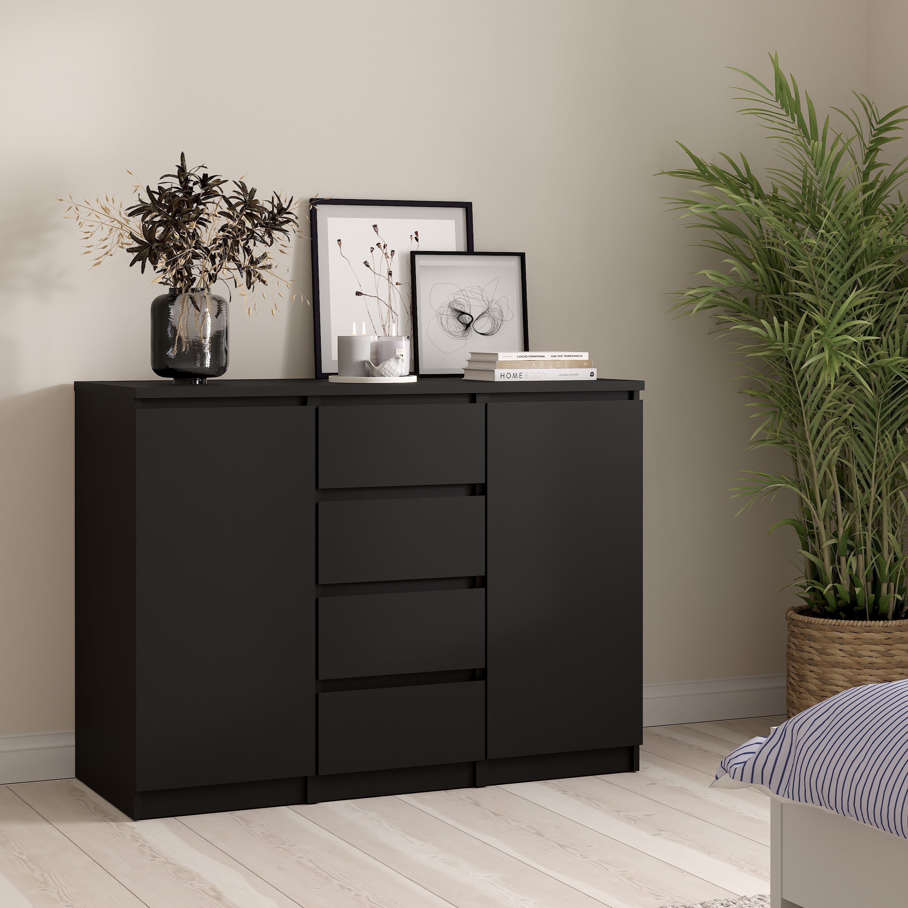 Naia Sideboard 4 Drawers 2 Doors in Black Matt – FTG, view 5