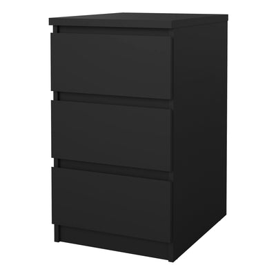 Naia Bedside 3 Drawers in Black Matt – FTG, view 3