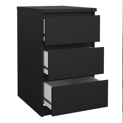 Naia Bedside 3 Drawers in Black Matt – FTG, view 4