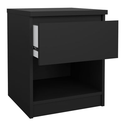 Naia Bedside 1 Drawer 1 Shelf in Black Matt – FTG, view 4