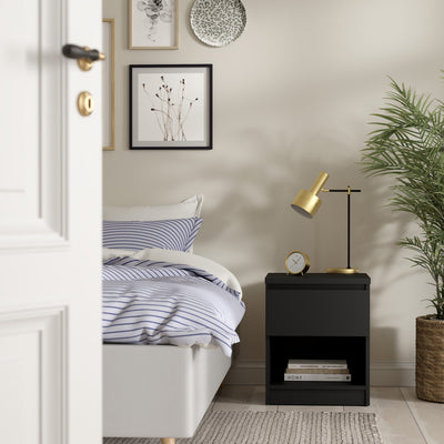 Naia Bedside 1 Drawer 1 Shelf in Black Matt – FTG, view 5