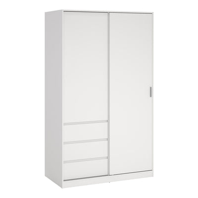 Naia Wardrobe with 1 Sliding Door and 1 Door + 3 Drawers in White – FTG, view 9