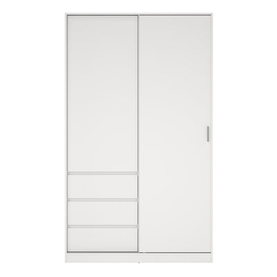 Naia Wardrobe with 1 Sliding Door and 1 Door + 3 Drawers in White – FTG, view 10