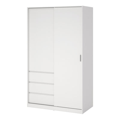 Naia Wardrobe with 1 Sliding Door and 1 Door + 3 Drawers in White – FTG, view 11