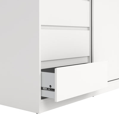 Naia Wardrobe with 1 Sliding Door and 1 Door + 3 Drawers in White – FTG, view 5