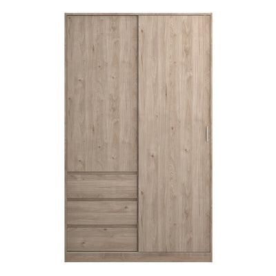 Naia Wardrobe with 1 Sliding Door 1 Door 3 Drawers in Jackson Hickory Oak – FTG, view 3