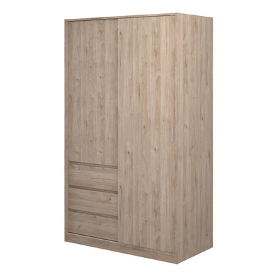 Naia Wardrobe with 1 Sliding Door 1 Door 3 Drawers in Jackson Hickory Oak – FTG, view 4