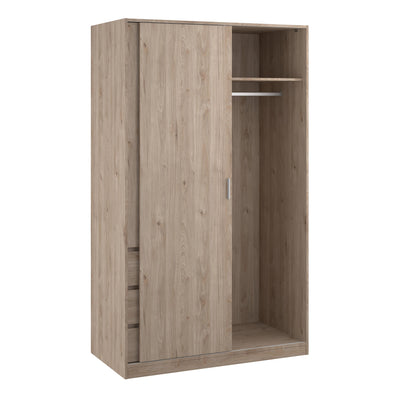 Naia Wardrobe with 1 Sliding Door 1 Door 3 Drawers in Jackson Hickory Oak – FTG, view 5